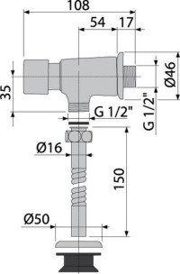 Pisoárový tlakový splachovač ATS001 - chrom, Alva PLAST